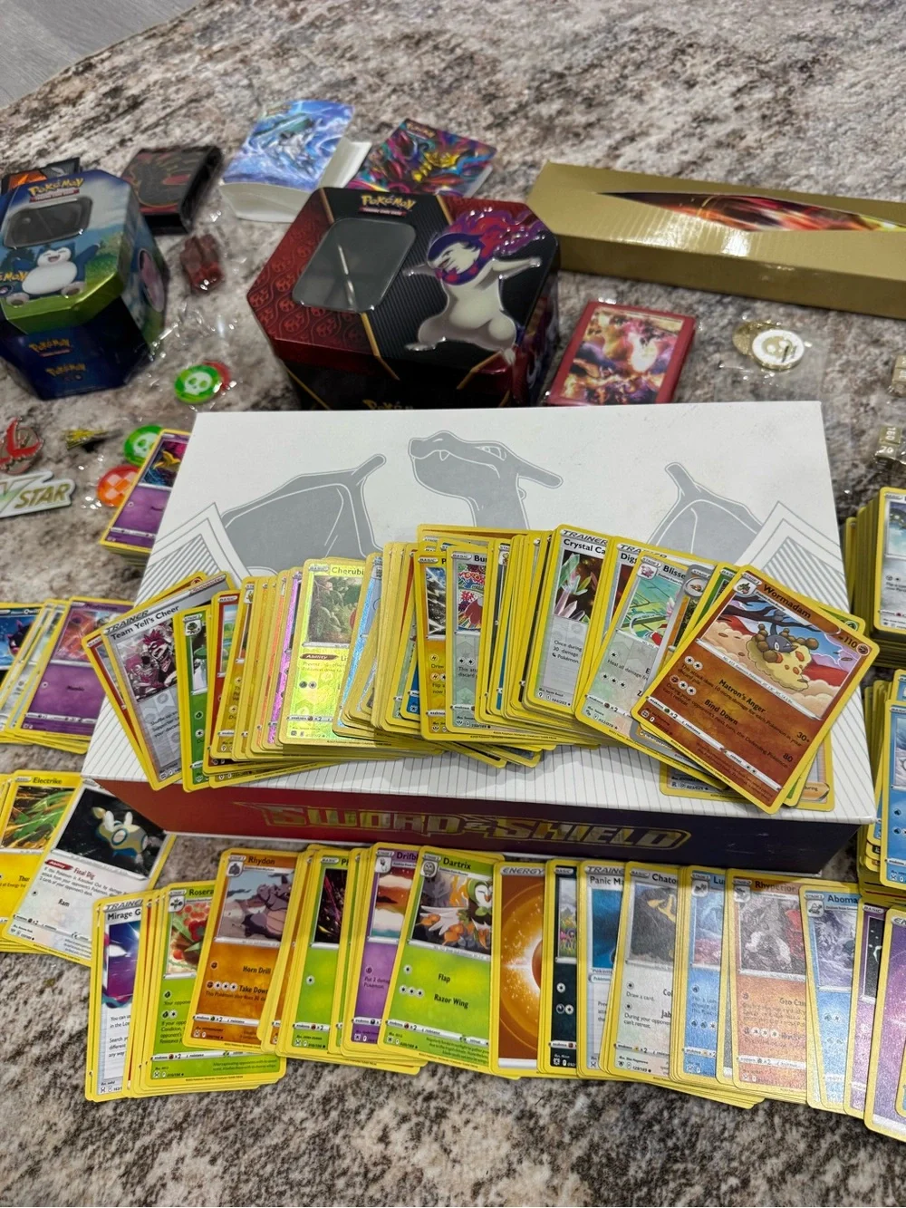 Huge Pokémon Card Lot 500+ Cards 140 Reverse Holos Tins & Accessories